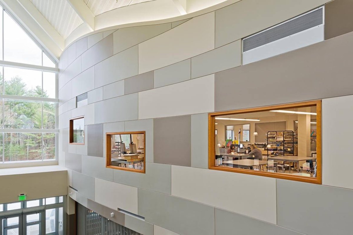 Uxbridge High School interior windows